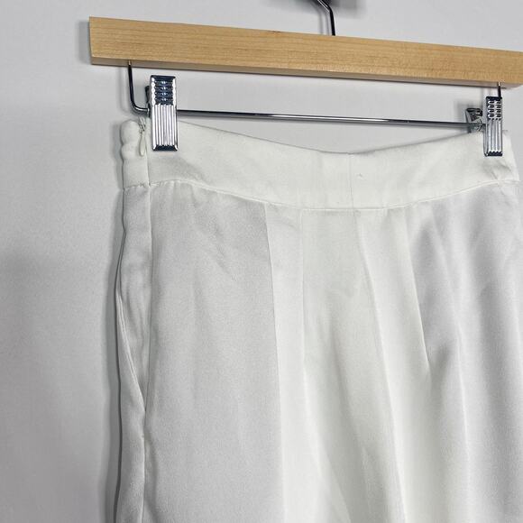 Talulah S White Pleated Wide Leg Pants Trousers Pockets High Waist Lightweight - Picture 8 of 11